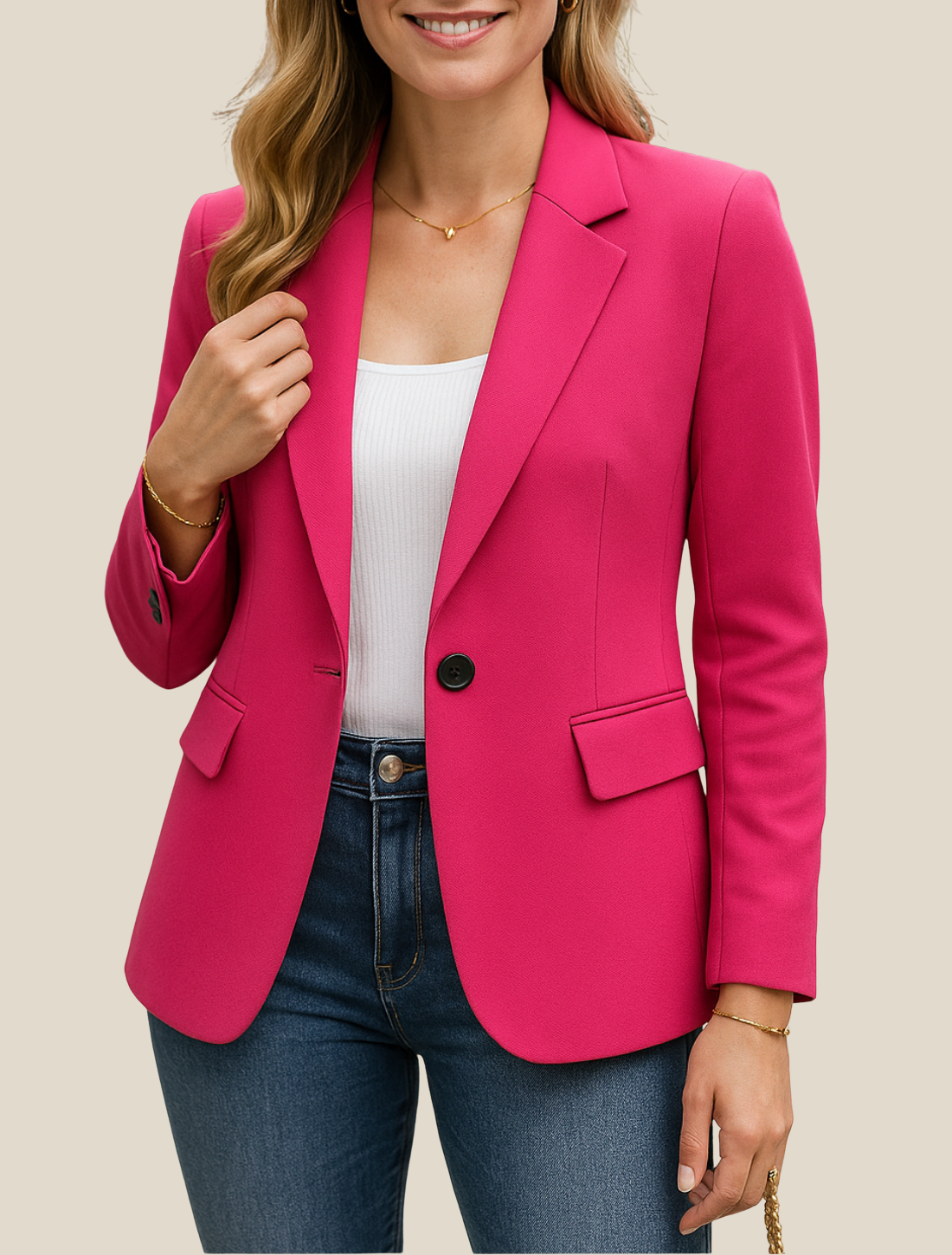 Women’s Blazer Jacket, Elegant Long Sleeve Business Coat, Smart Casual Workwear