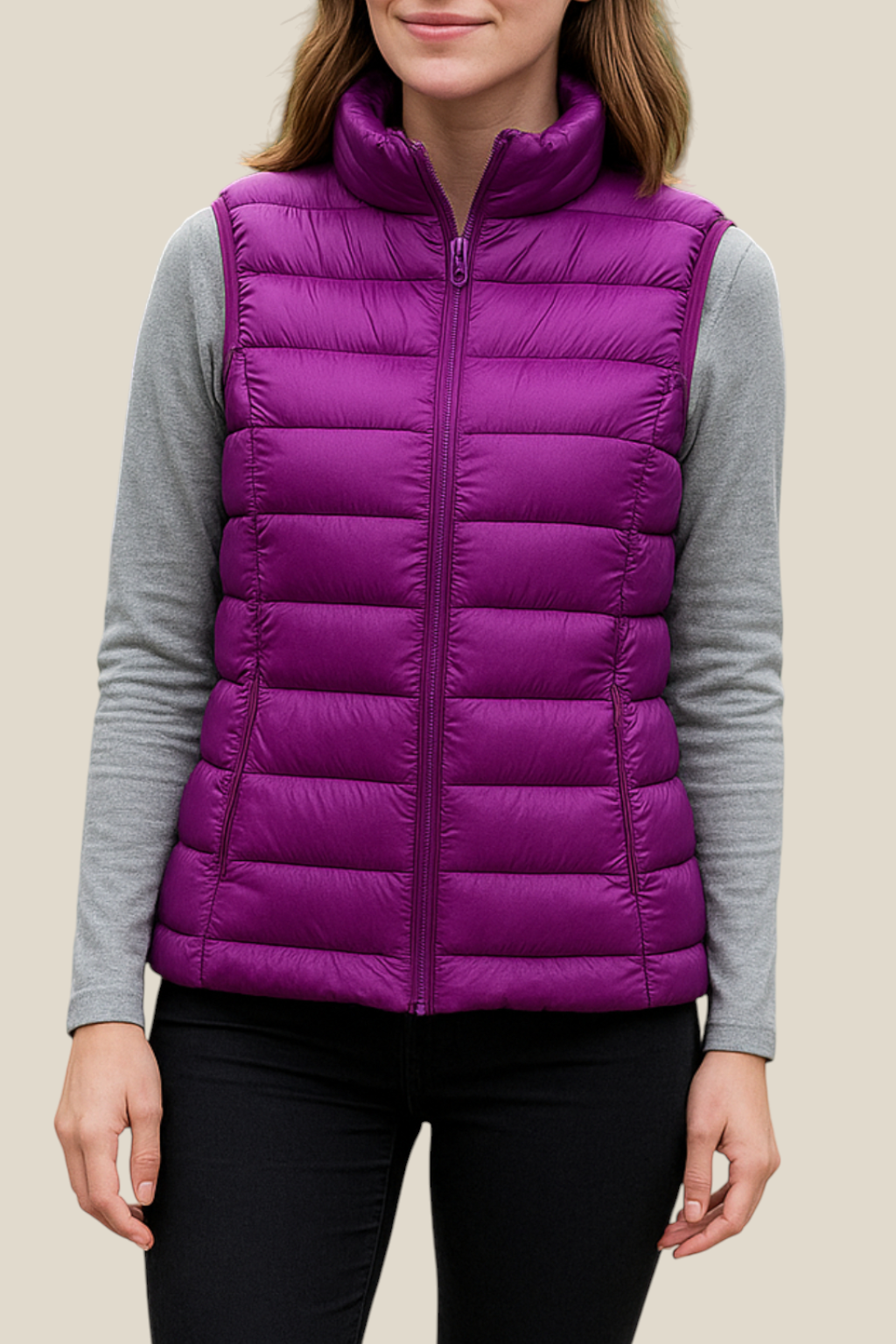 Women’s Sleeveless Down Gilet, Lightweight Puffer Vest, Warm Winter Jacket