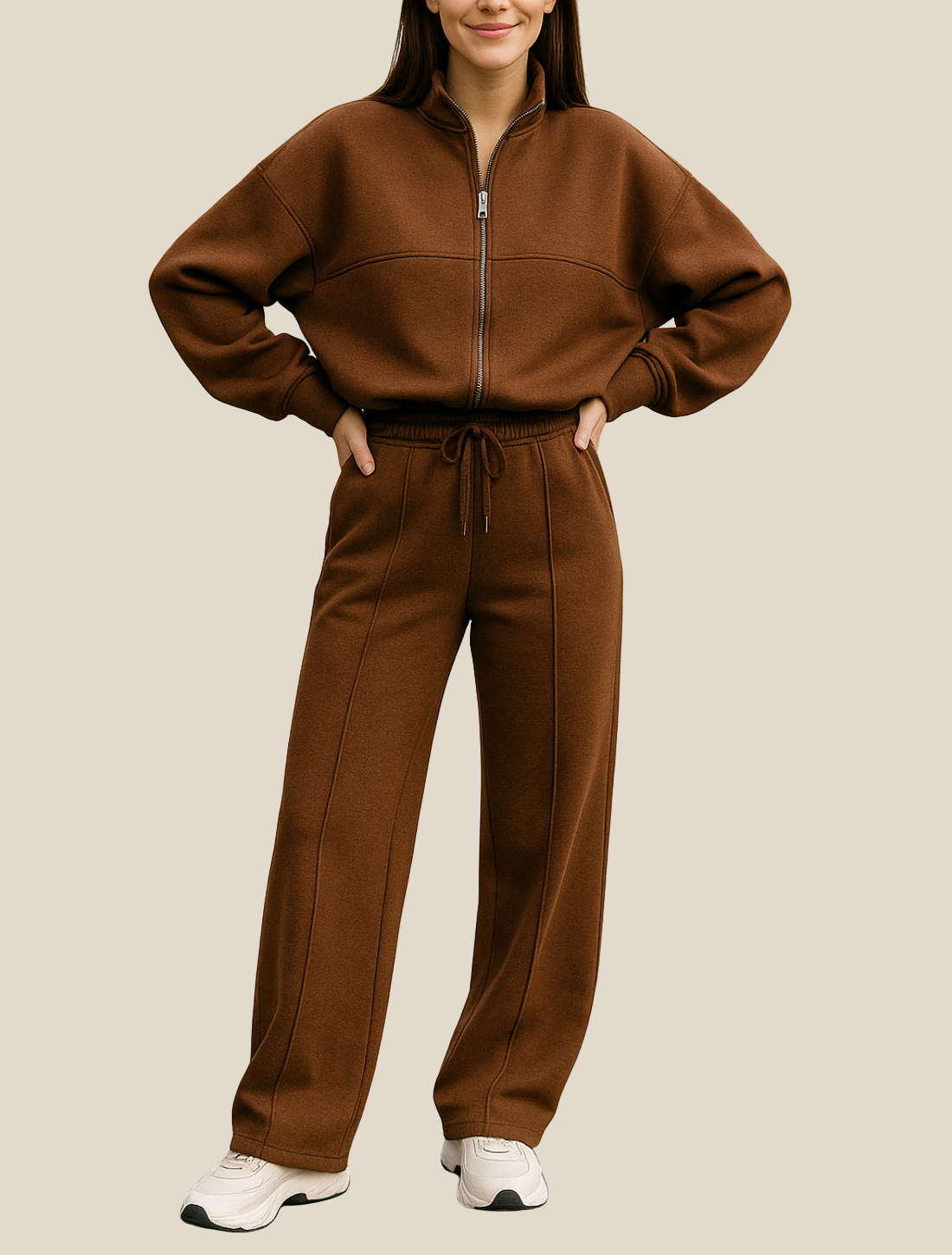Women’s Two-Piece Tracksuit Set, Zip Jacket And Pants, Casual Sportswear Outfit