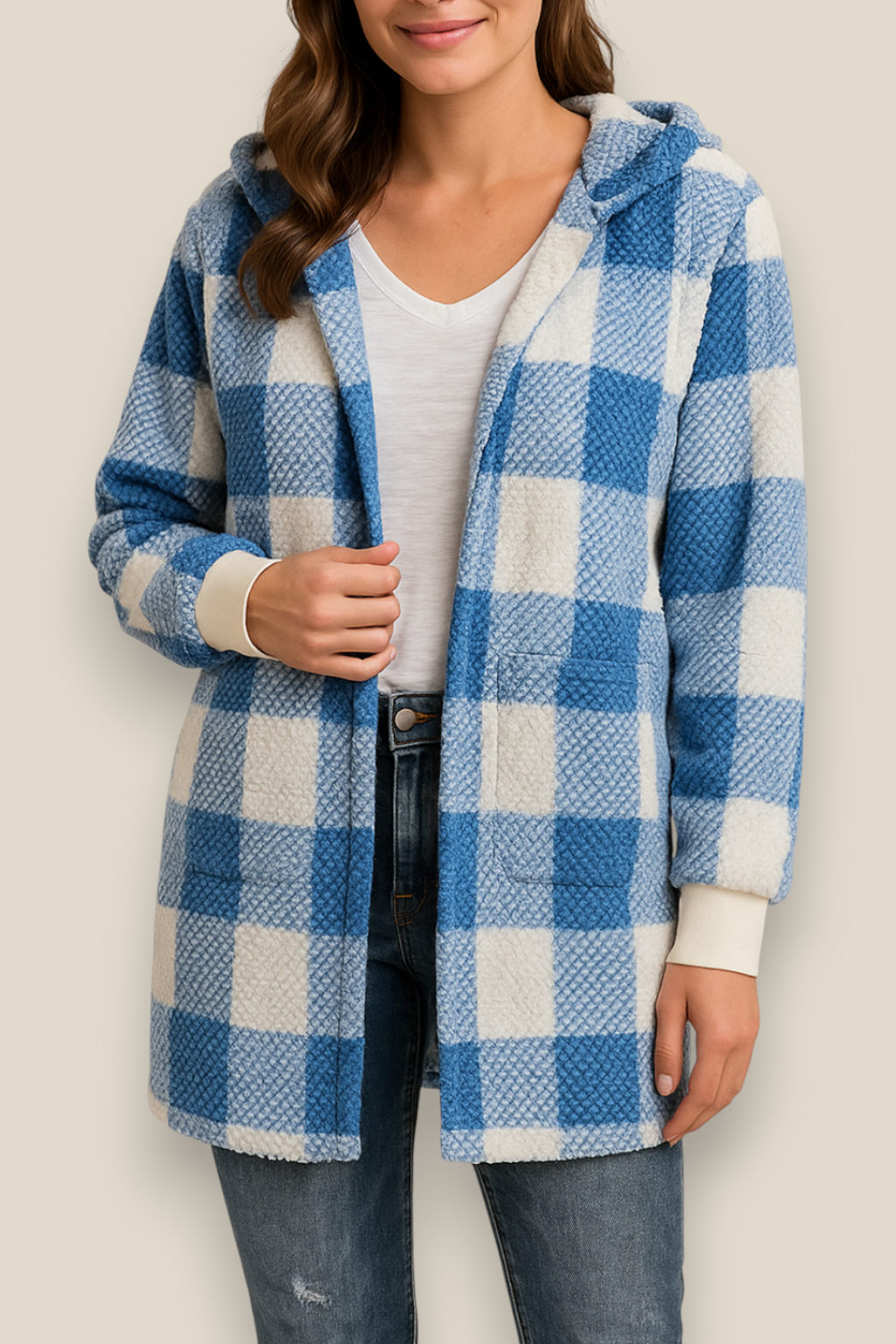 Women’s Plaid Hooded Flannel  Coat - Fleece Warm Winter Jacket