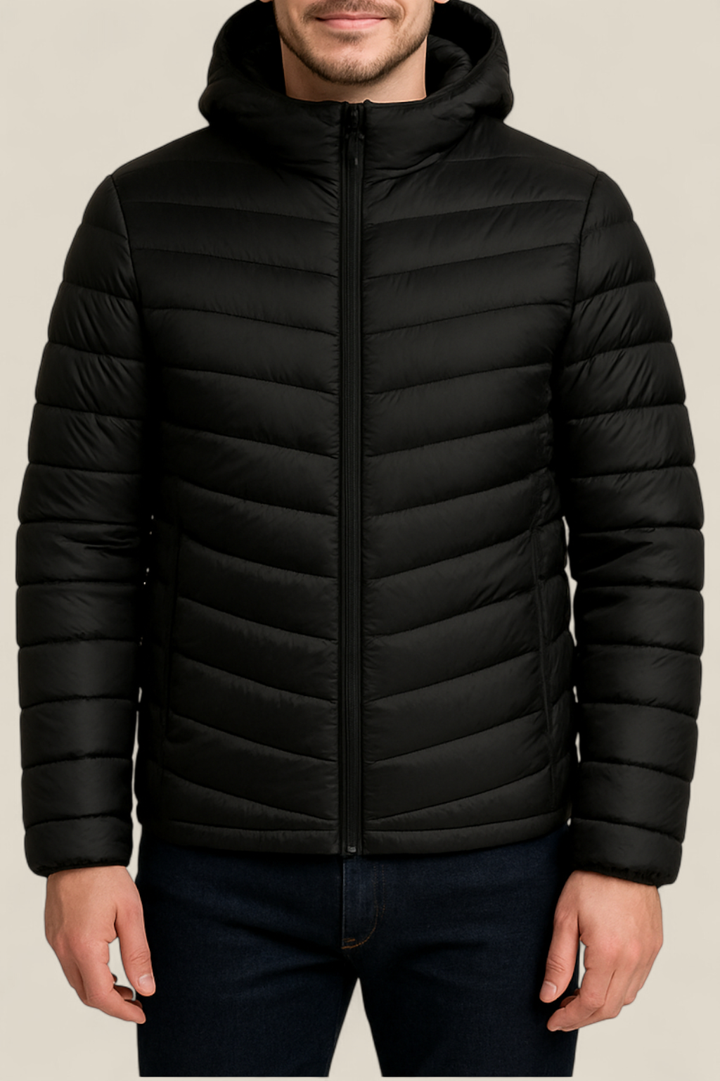 Men’s Lightweight Down Jacket - Winter Hooded White Duck Feather Coat