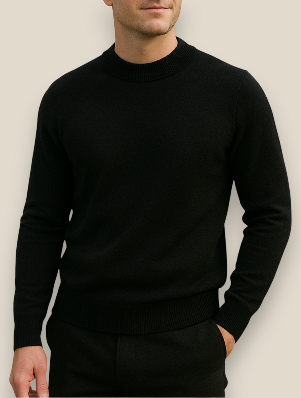Men’s Half Turtleneck Jumper, Warm Knit Sweater, Casual High Neck Pullover