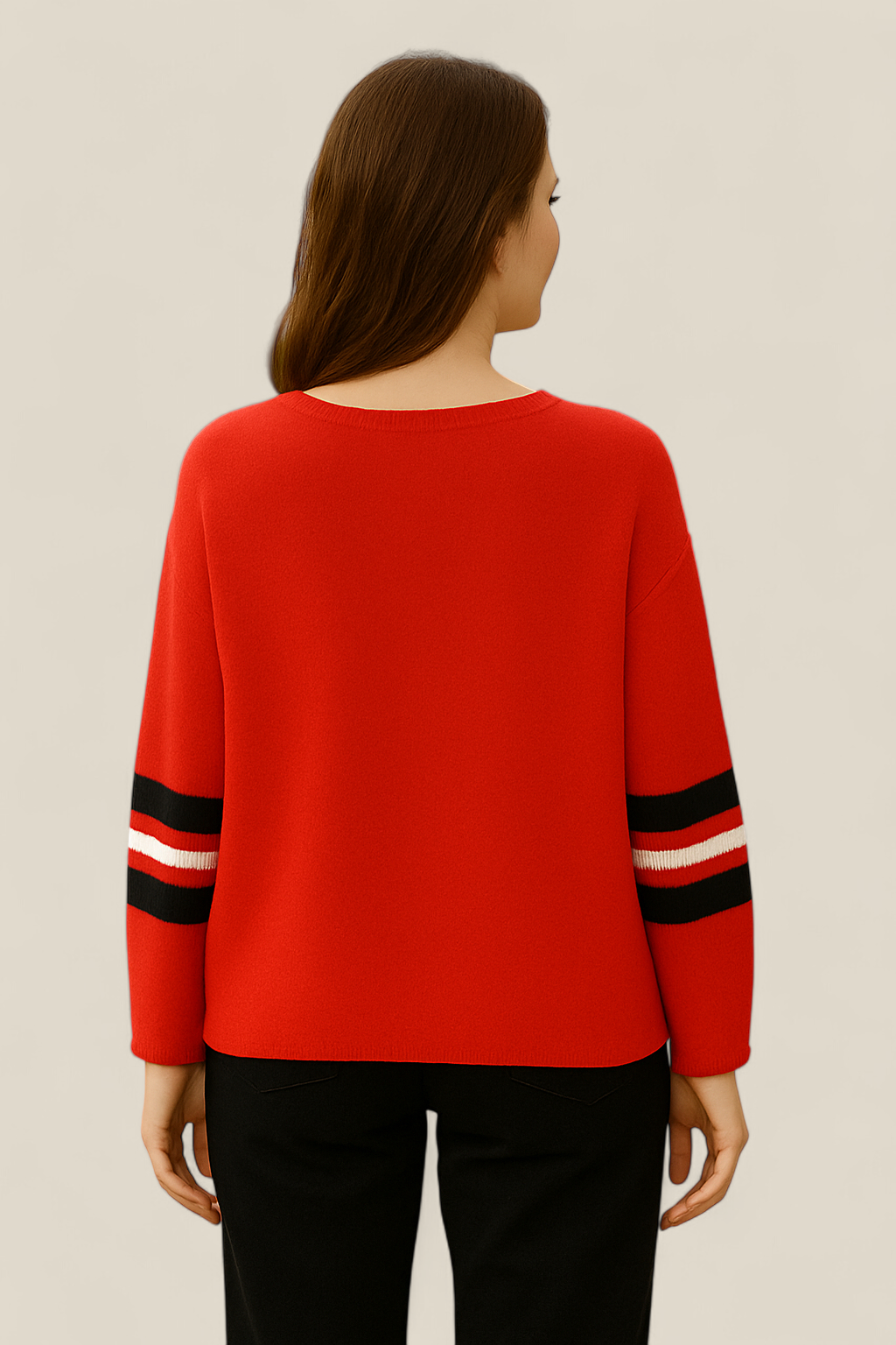 Women’s Vertical Stripe Jumper, Long Sleeve Casual Knit Top, Loose Fit Sweatshirt