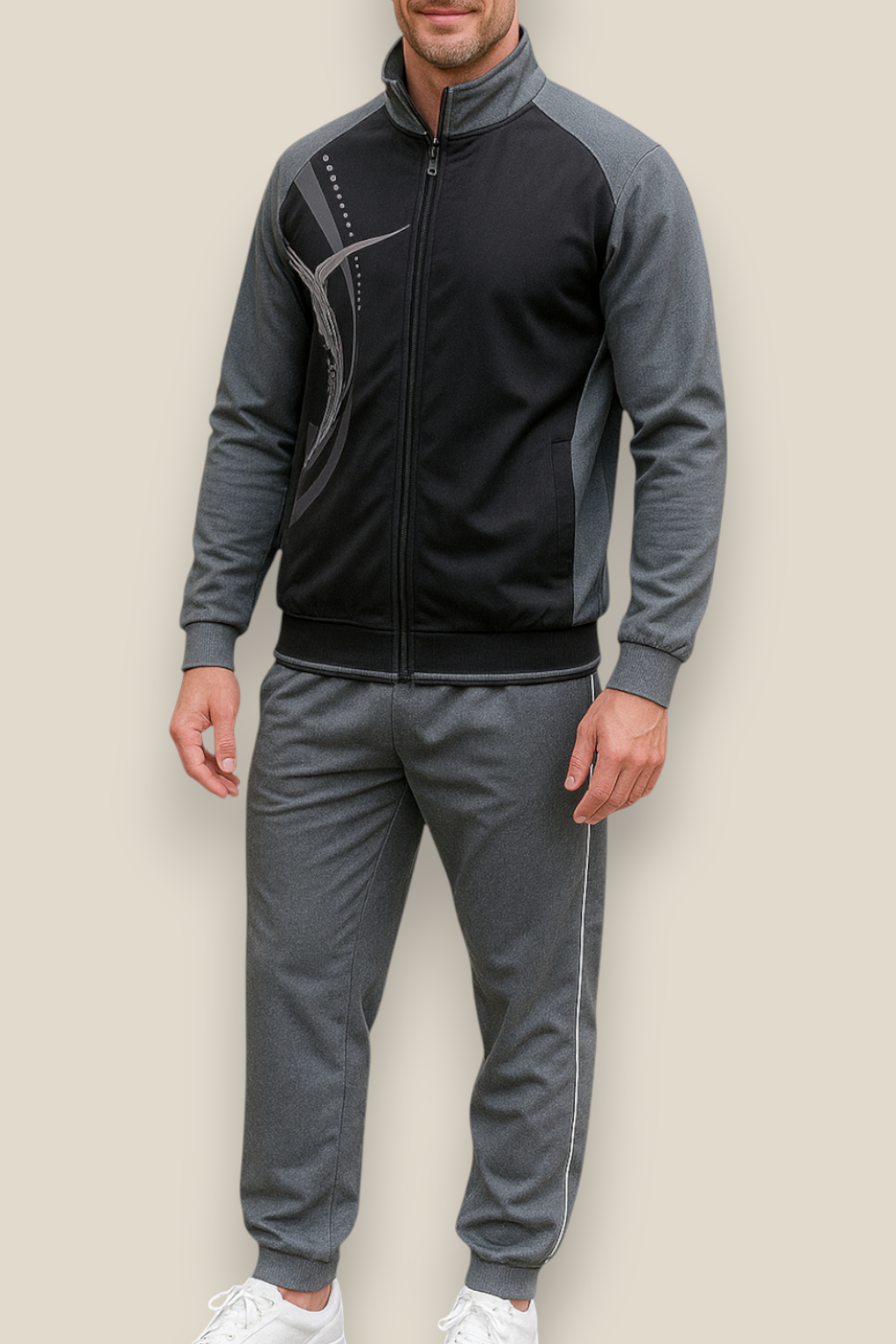 Men’s Sportswear Set - Two-Piece Jacket And Jogging Tracksuit Set