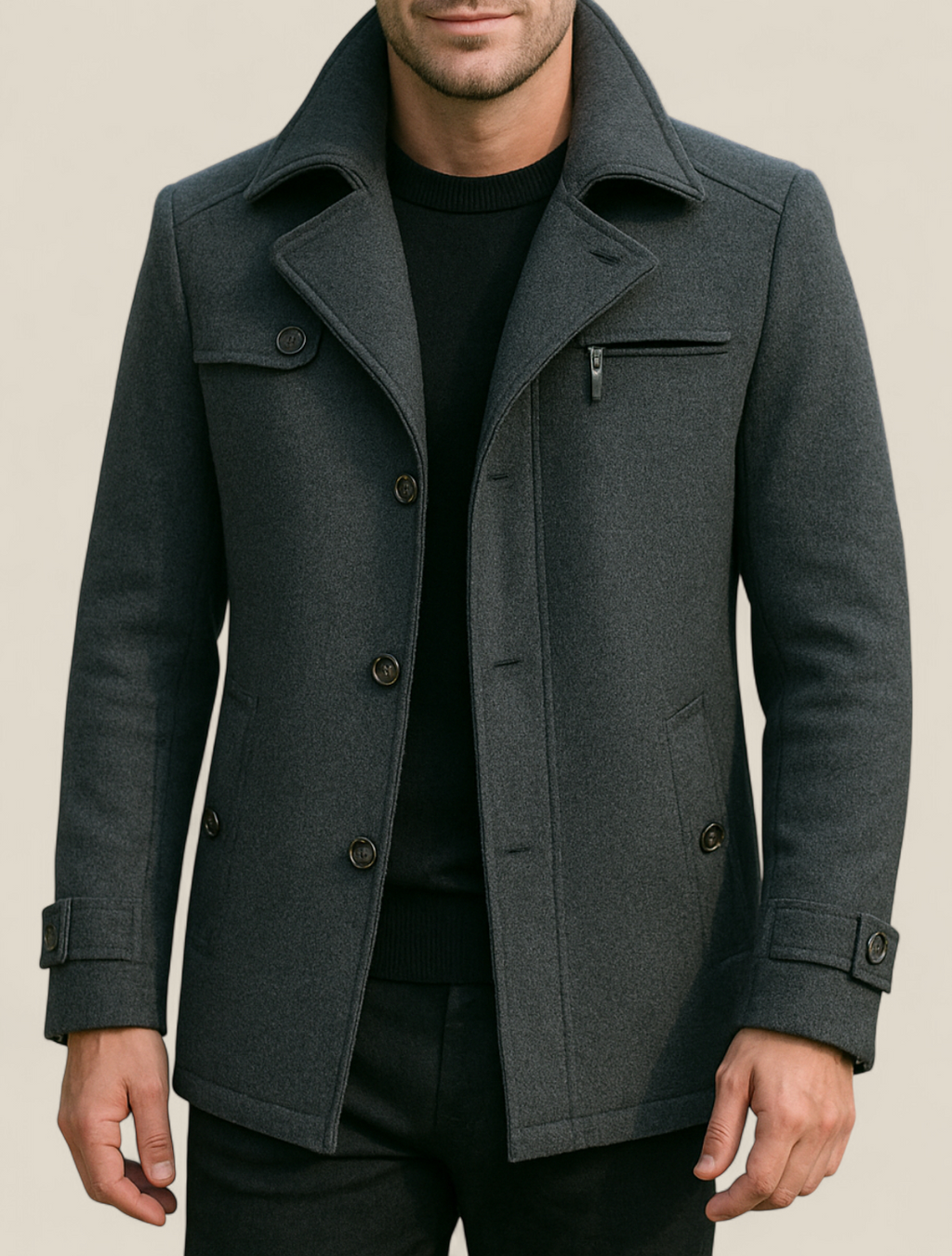 Men’s Wool Jacket - Slim Fit Business Casual Winter Coat