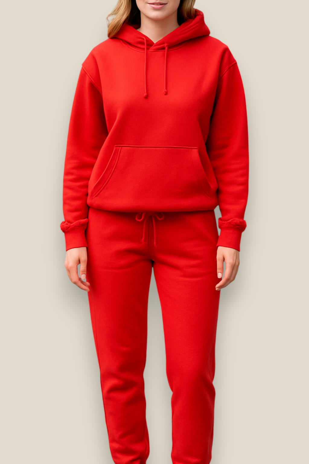 Women’s Winter Tracksuit Set, Two-Piece Fitness Hoodie And Jogging Pants, Fleece-Lined Sportswear