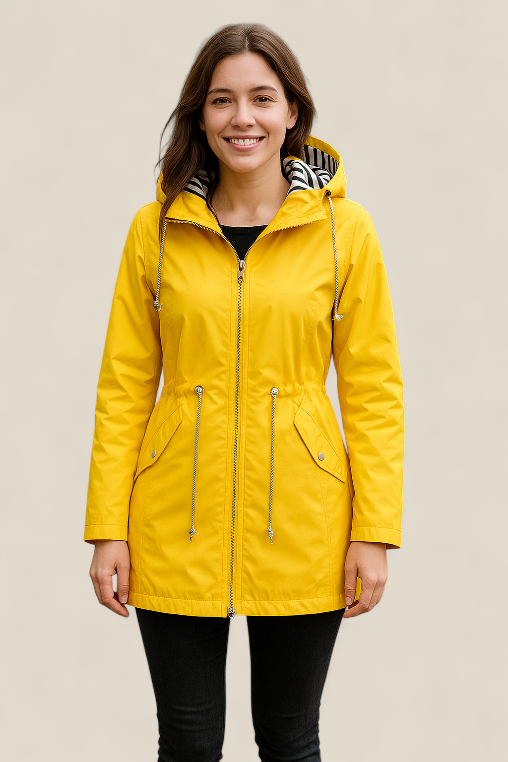 Women’s Waterproof Raincoat, Lightweight Hooded Trench Jacket, Warm Outdoor Coat