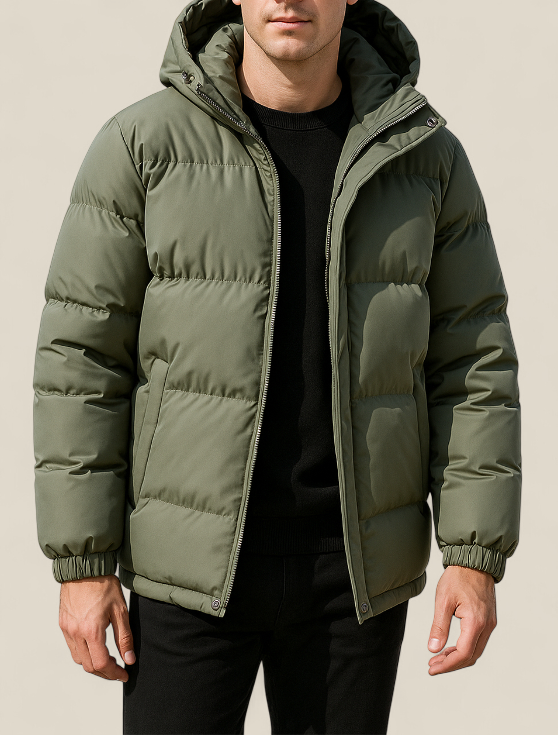 Men’s Hooded Puffer Jacket, Thick Padded Winter Coat, Warm Casual Parka