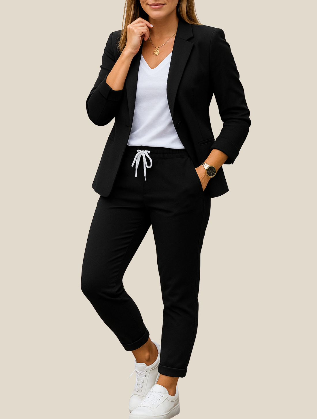 Women’s Business Suit Set, Elegant Two-Piece Outfit With Blazer And Trousers