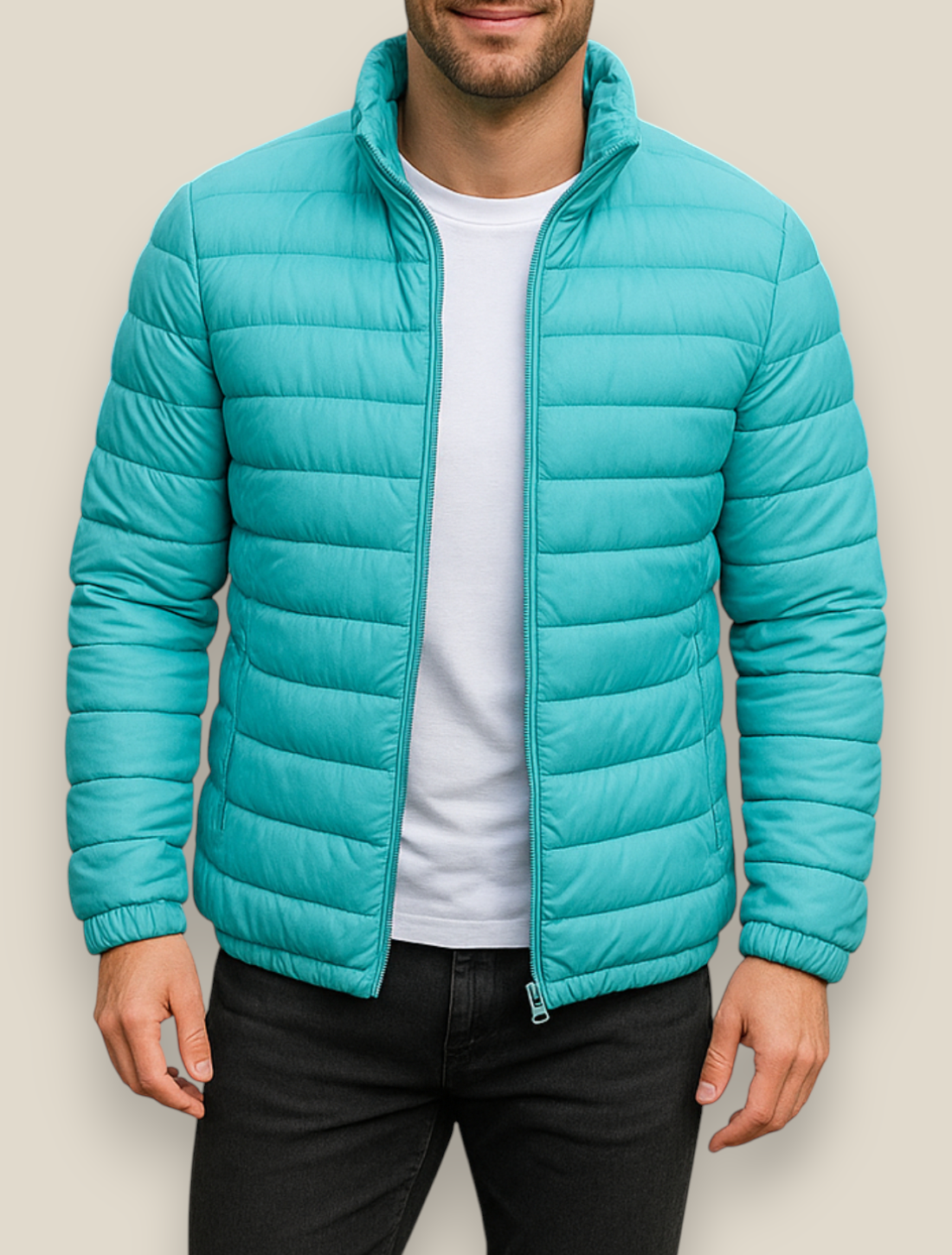 Men’s Down Puffer Jacket, Winter Padded Casual Windbreaker Coat, Thick Warm Overcoat