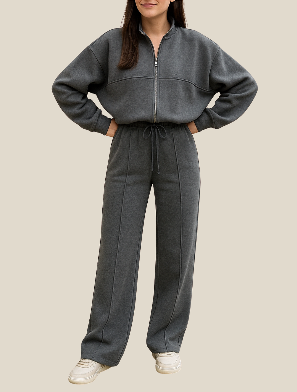 Women’s Two-Piece Tracksuit Set, Zip Jacket And Pants, Casual Sportswear Outfit