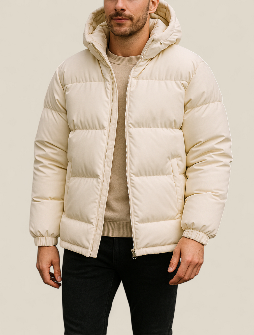 Men’s Hooded Puffer Jacket, Thick Padded Winter Coat, Warm Casual Parka