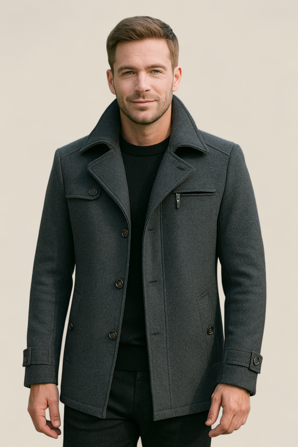 Men’s Wool Jacket - Slim Fit Business Casual Winter Coat