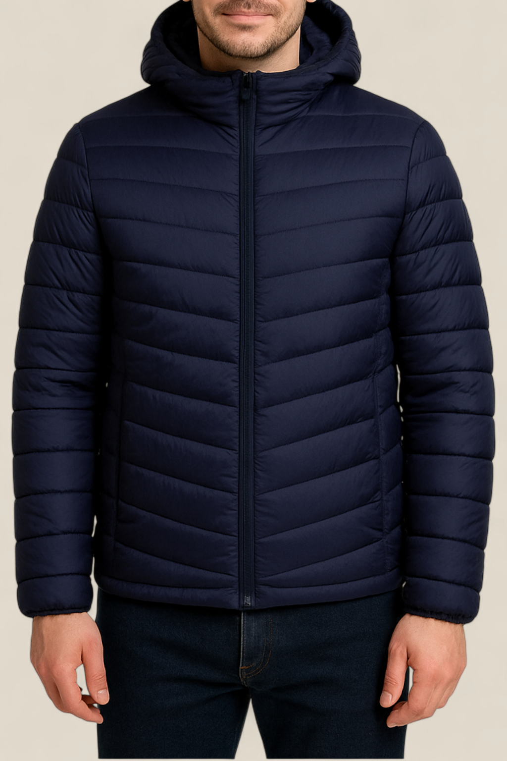 Men’s Lightweight Down Jacket - Winter Hooded White Duck Feather Coat