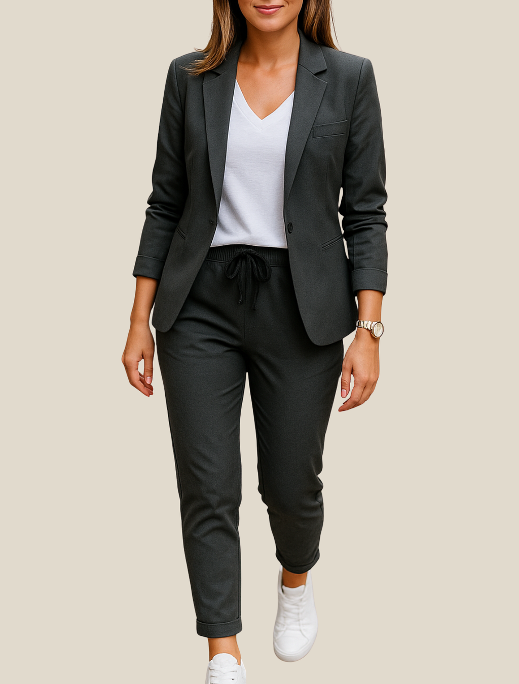 Women’s Business Suit Set, Elegant Two-Piece Outfit With Blazer And Trousers