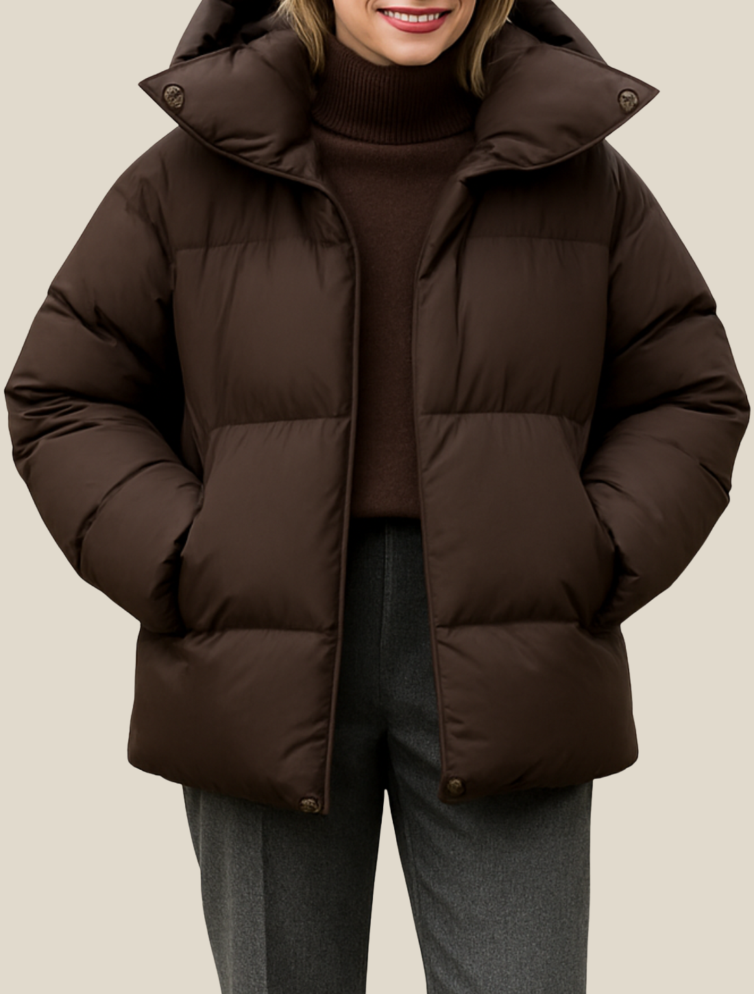 Women’s Hooded Winter Puffer Jacket, Warm Loose-Fit Parka, Casual Cold-Weather Coat