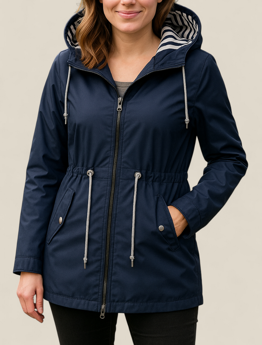Women’s Waterproof Raincoat, Lightweight Hooded Trench Jacket, Warm Outdoor Coat