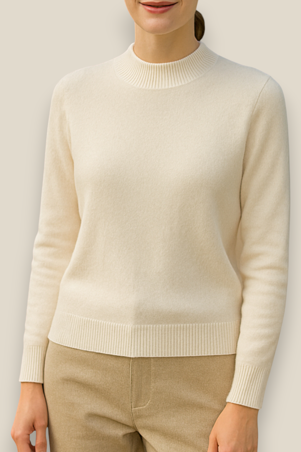 Women’s Merino Wool Jumper - Soft Knit Mock Neck Pullover Sweater
