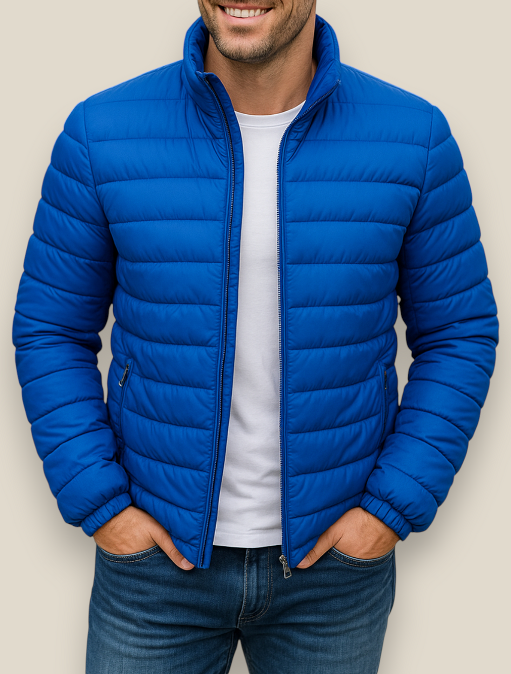 Men’s Down Puffer Jacket, Winter Padded Casual Windbreaker Coat, Thick Warm Overcoat