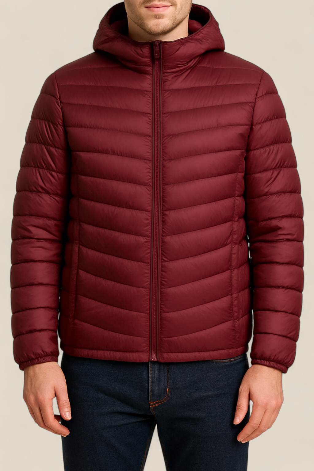 Men’s Lightweight Down Jacket - Winter Hooded White Duck Feather Coat