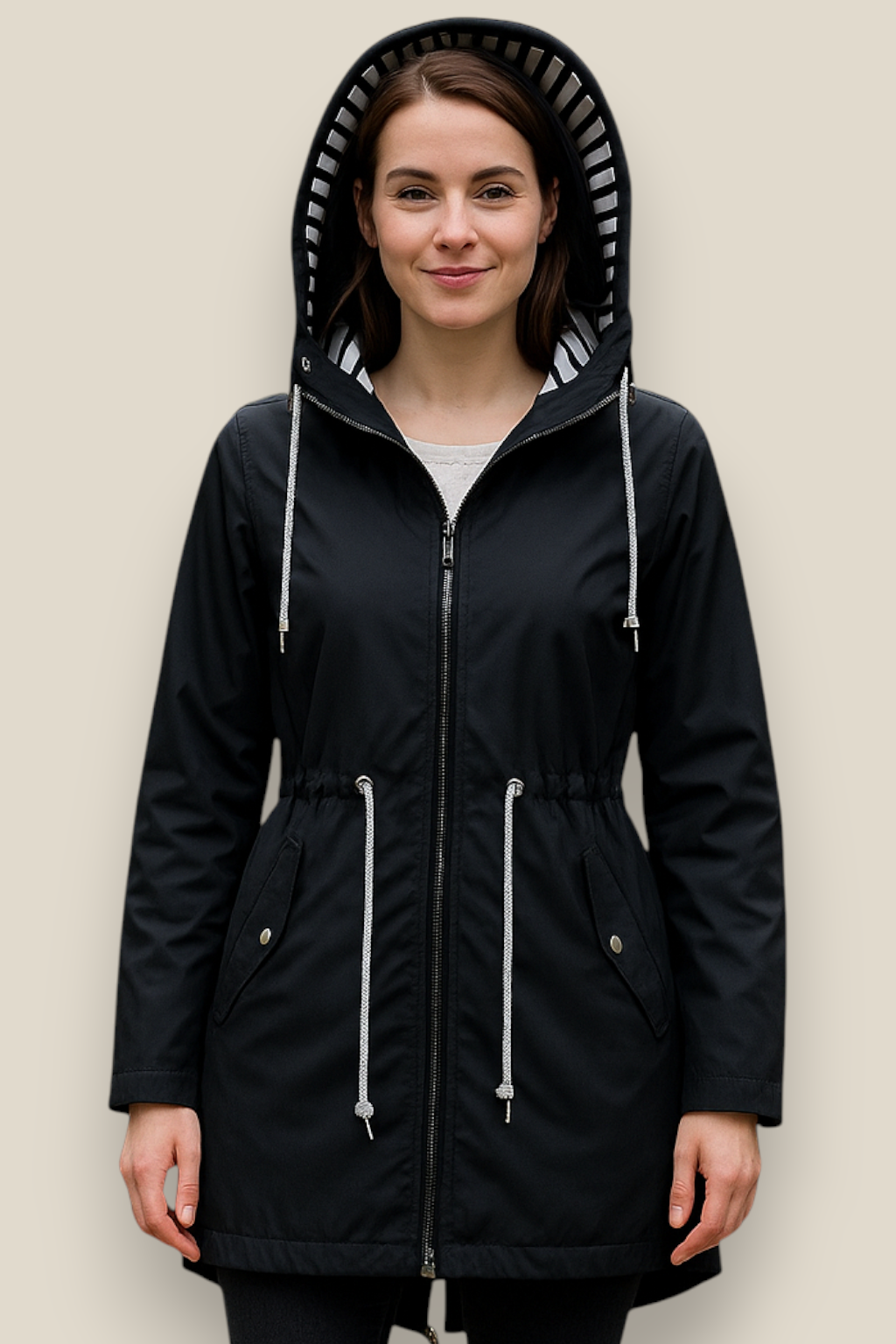 Women’s Waterproof Raincoat, Lightweight Hooded Trench Jacket, Warm Outdoor Coat