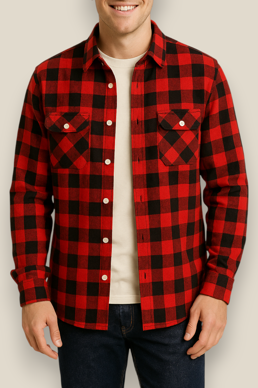 Men’s Classic Flannel Shirt - Plaid Long Sleeve Smart Casual Top