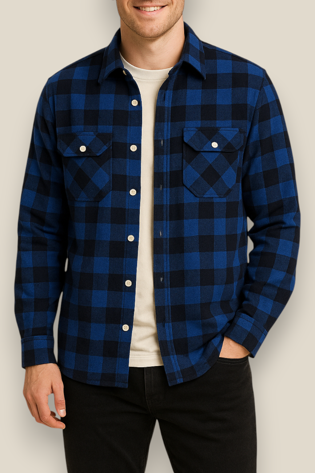 Men’s Classic Flannel Shirt - Plaid Long Sleeve Smart Casual Top