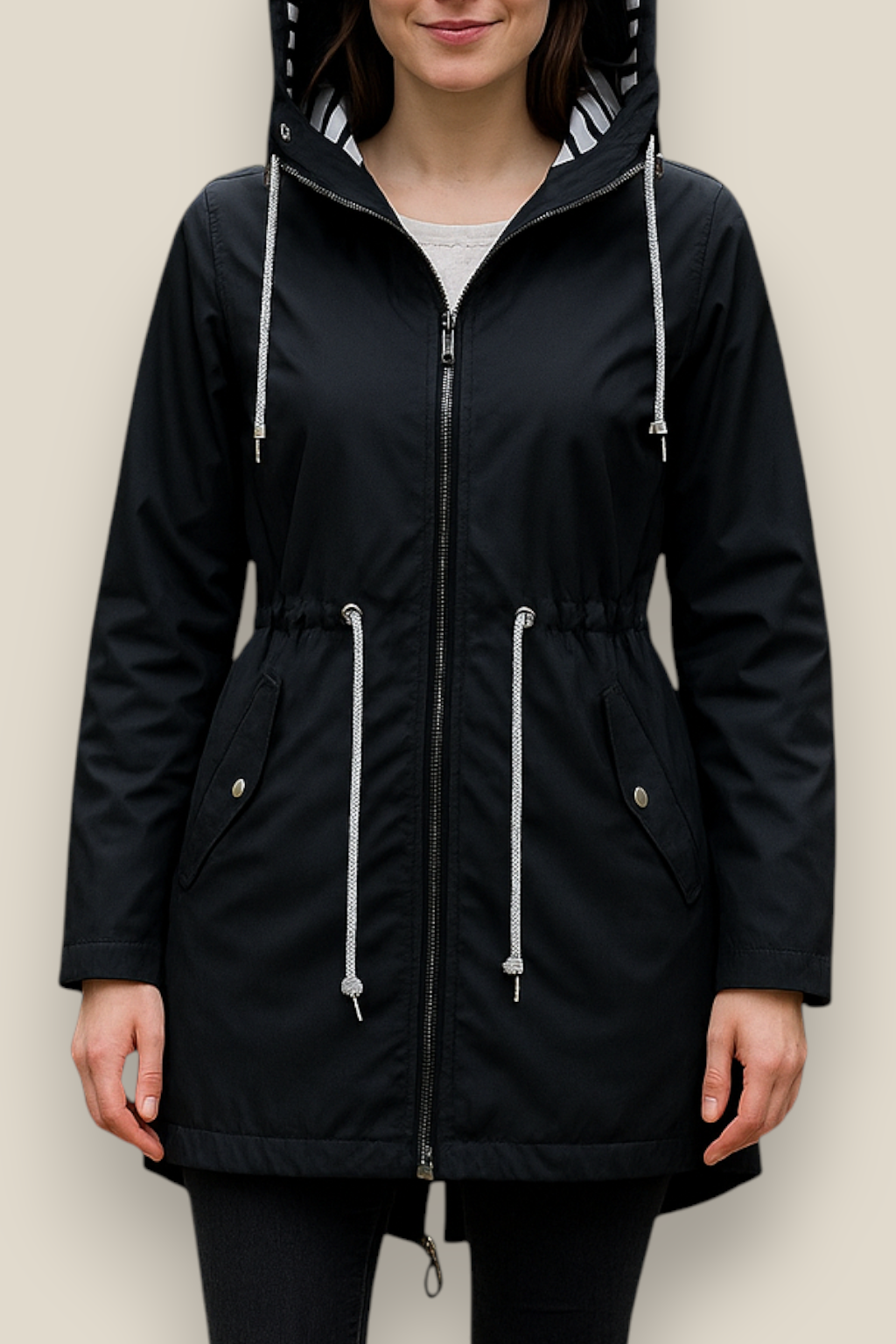 Women’s Waterproof Raincoat, Lightweight Hooded Trench Jacket, Warm Outdoor Coat