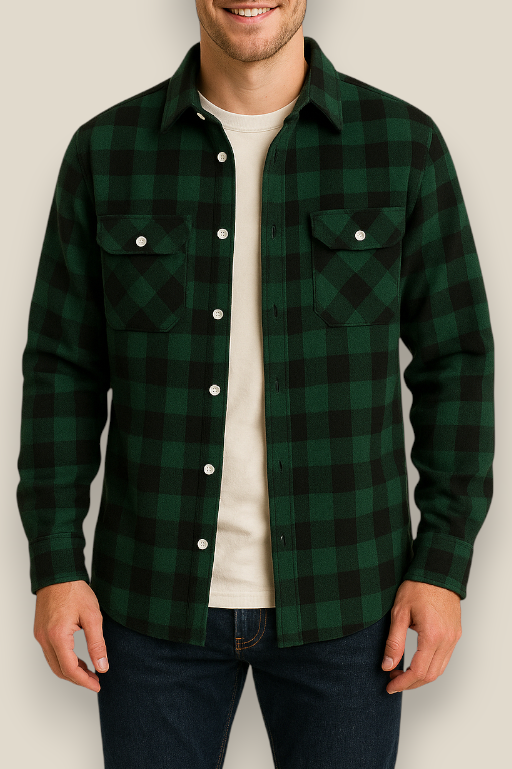 Men’s Classic Flannel Shirt - Plaid Long Sleeve Smart Casual Top