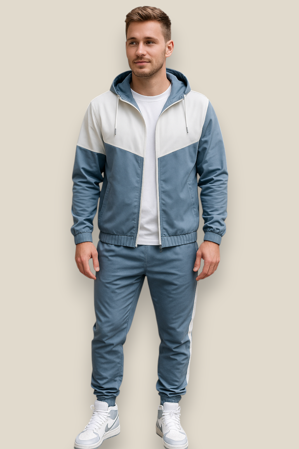 Men’s Two Piece Tracksuit Set, Hooded Jacket And Jogger Pants, Casual Athleisure Outfit