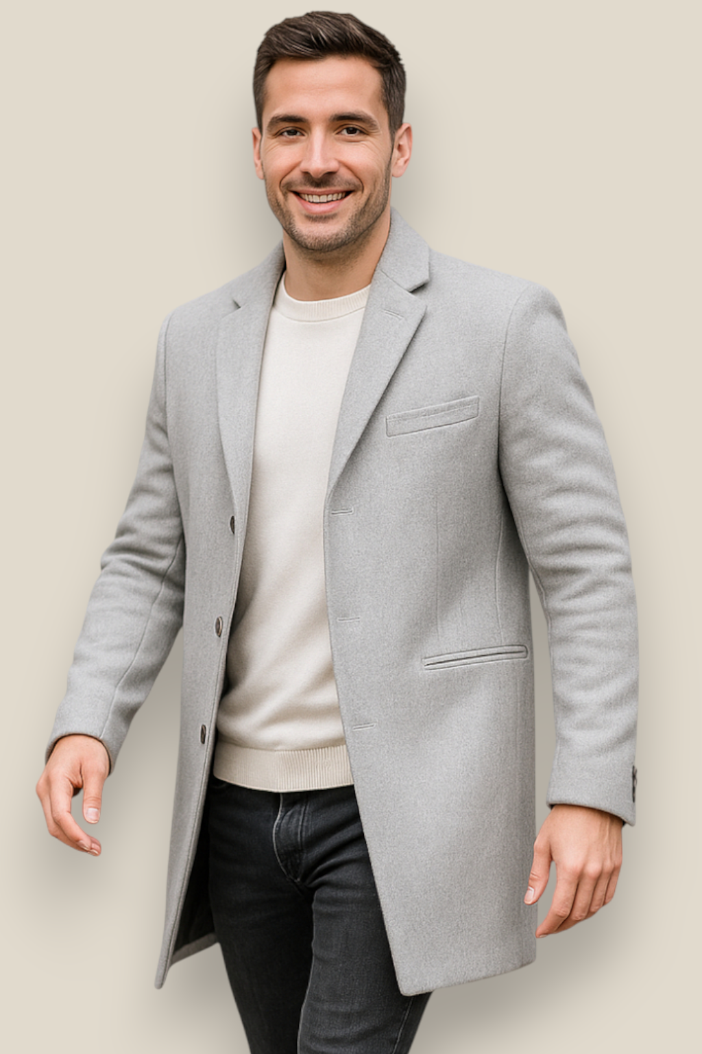 Men’s Winter Trench Coat, Formal Long Overcoat, Warm Smart Casual Jacket