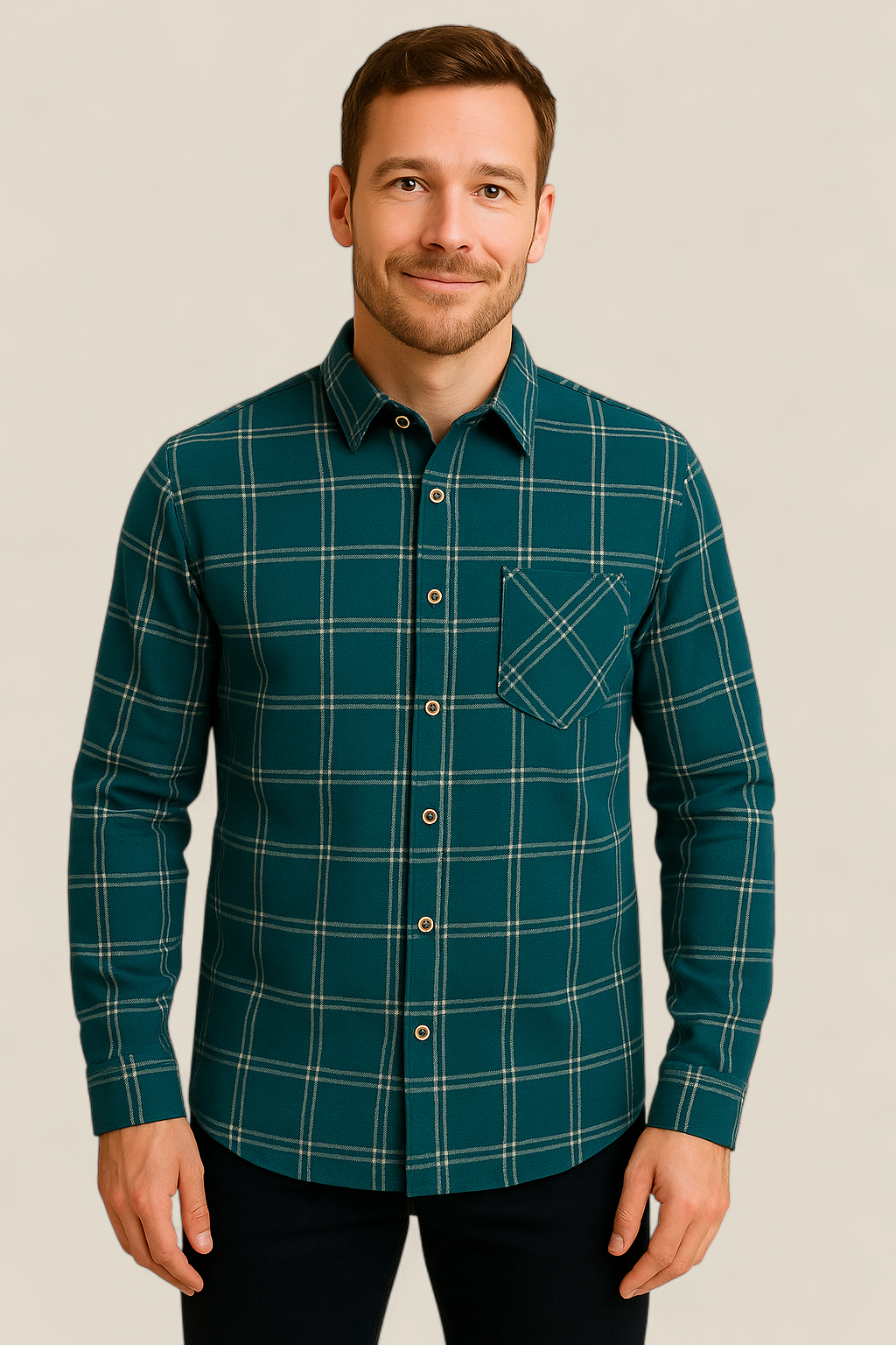 Men’s Flannel Shirt - Long Sleeve Plaid Top, Cotton Button Up Sweater