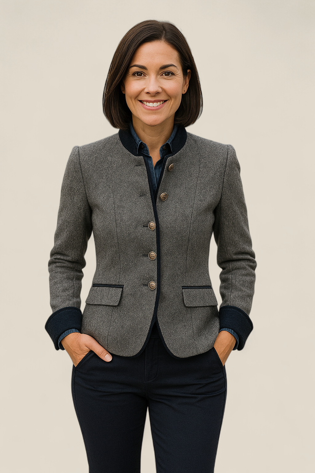 Women’s Elegant Winter Coat - Slim Fit Jacket With Stand Collar