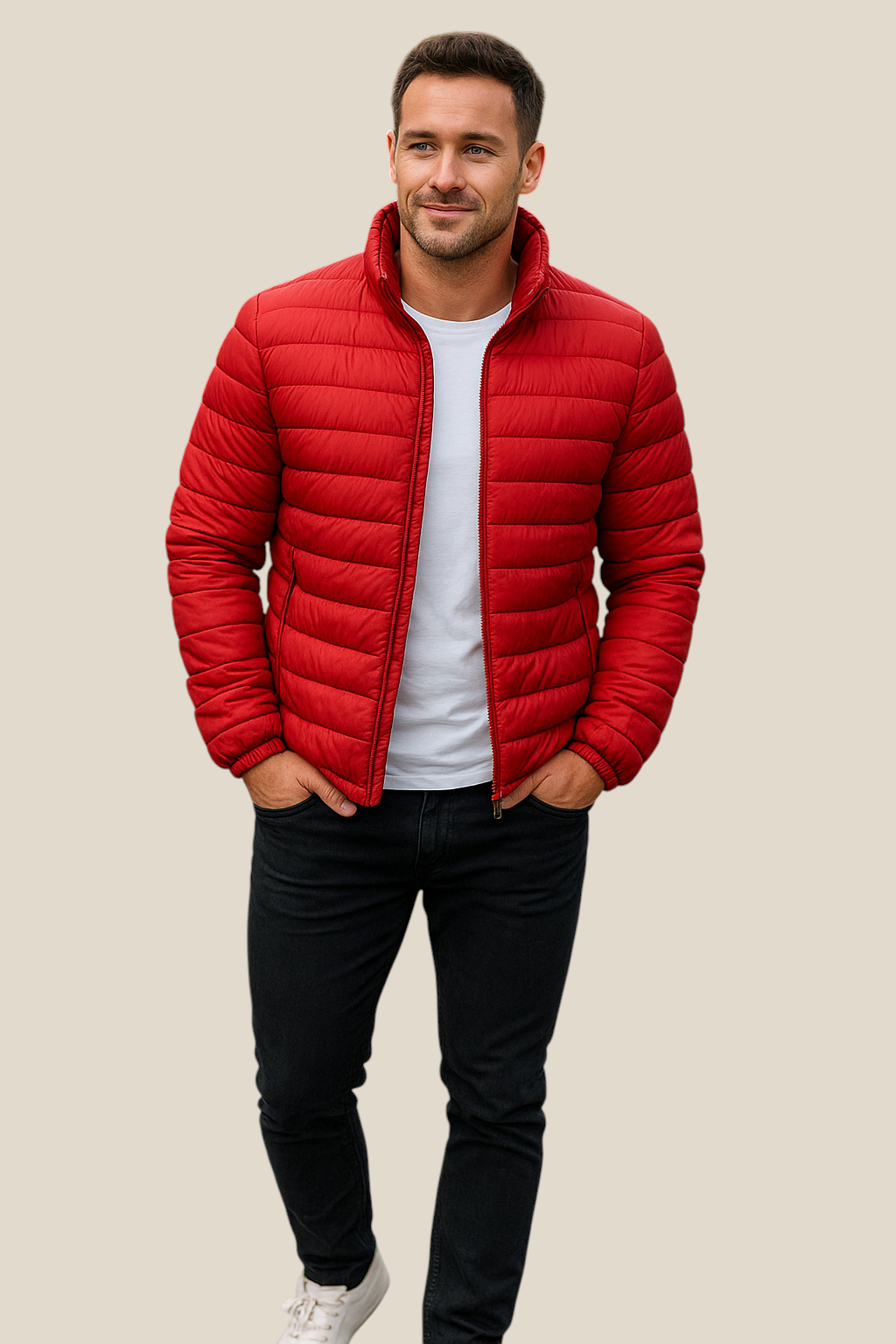 Men’s Winter Puffer Jacket - Thick Cotton Padded Down Coat