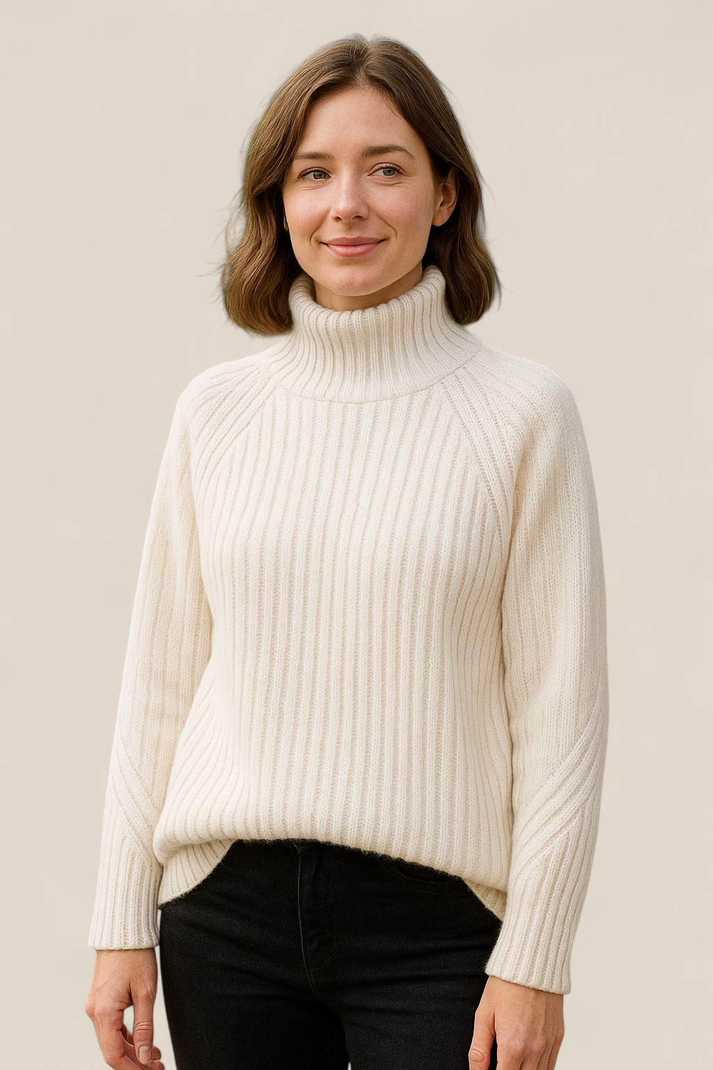 Women’s Turtleneck Knitted Jumper, Elegant Long Sleeve Sweatshirt, Winter Casual Blouse