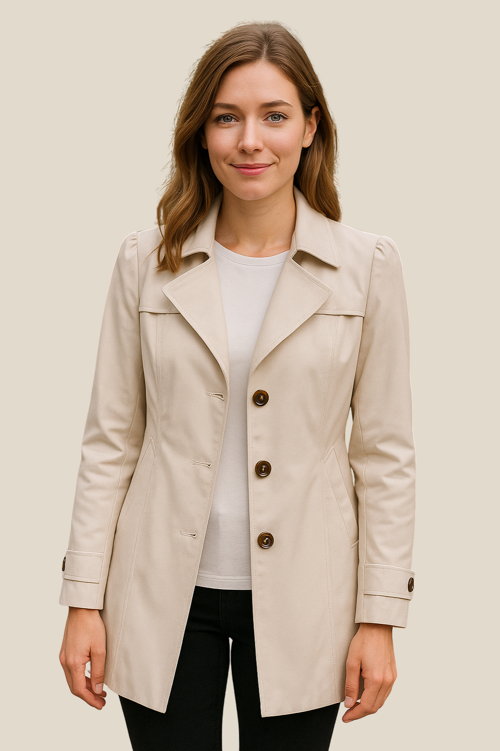 Women’s Elegant Trench Coat, Single-Breasted Mid-Length Windbreaker Winter Outerwear
