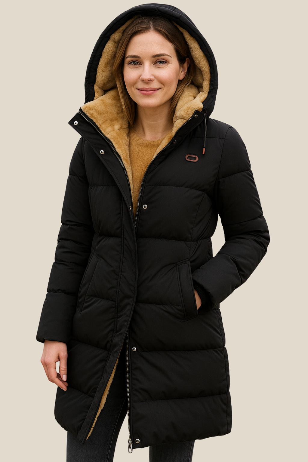 Women’s Puffer Winter Coat, Hooded Warm Fleece-Lined Jacket, Thick Lightweight Raincoat For Winter