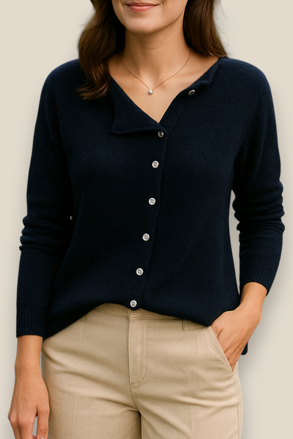 Women’s Elegant Knitted Jumper, Button Up Winter Sweatshirt, Casual Winter Top