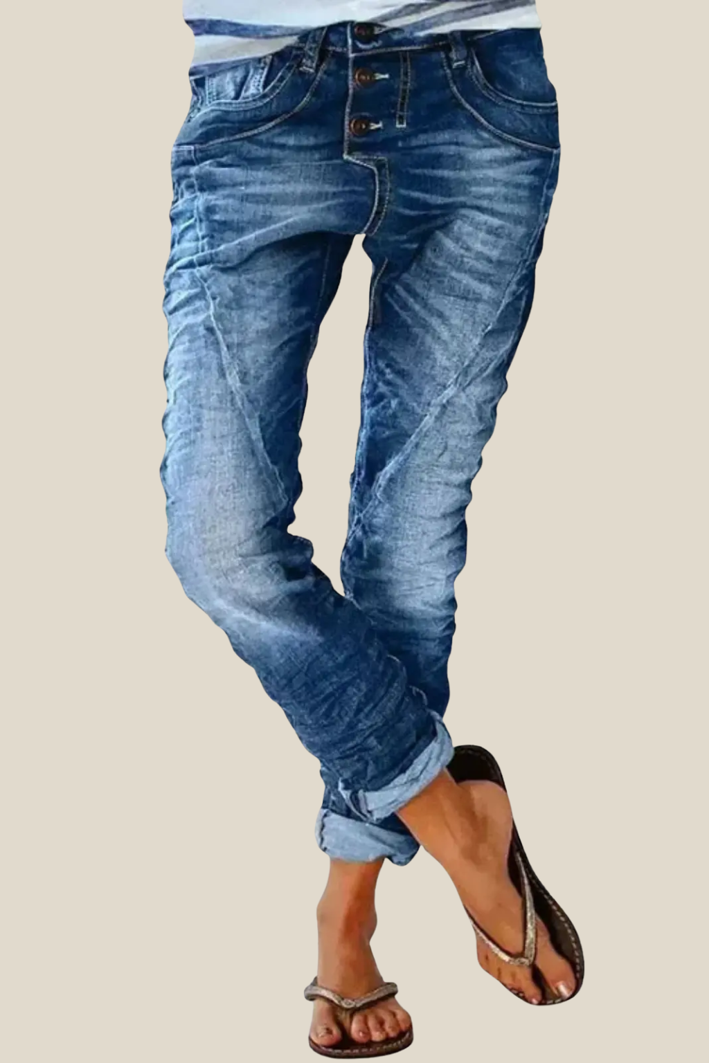 Women’s High-Waisted Denim Jeans, Slim Fitting Straight Leg Stretch Jeans For Casual Wear