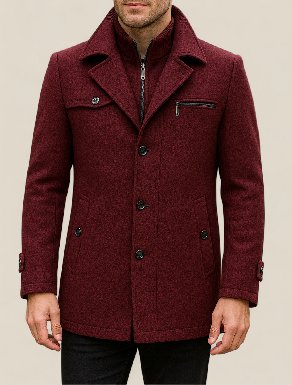 Men’s Wool Jacket - Slim Fit Business Casual Winter Coat