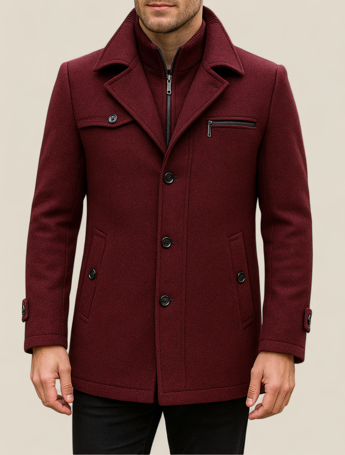 Men’s Wool Jacket - Slim Fit Business Casual Winter Coat