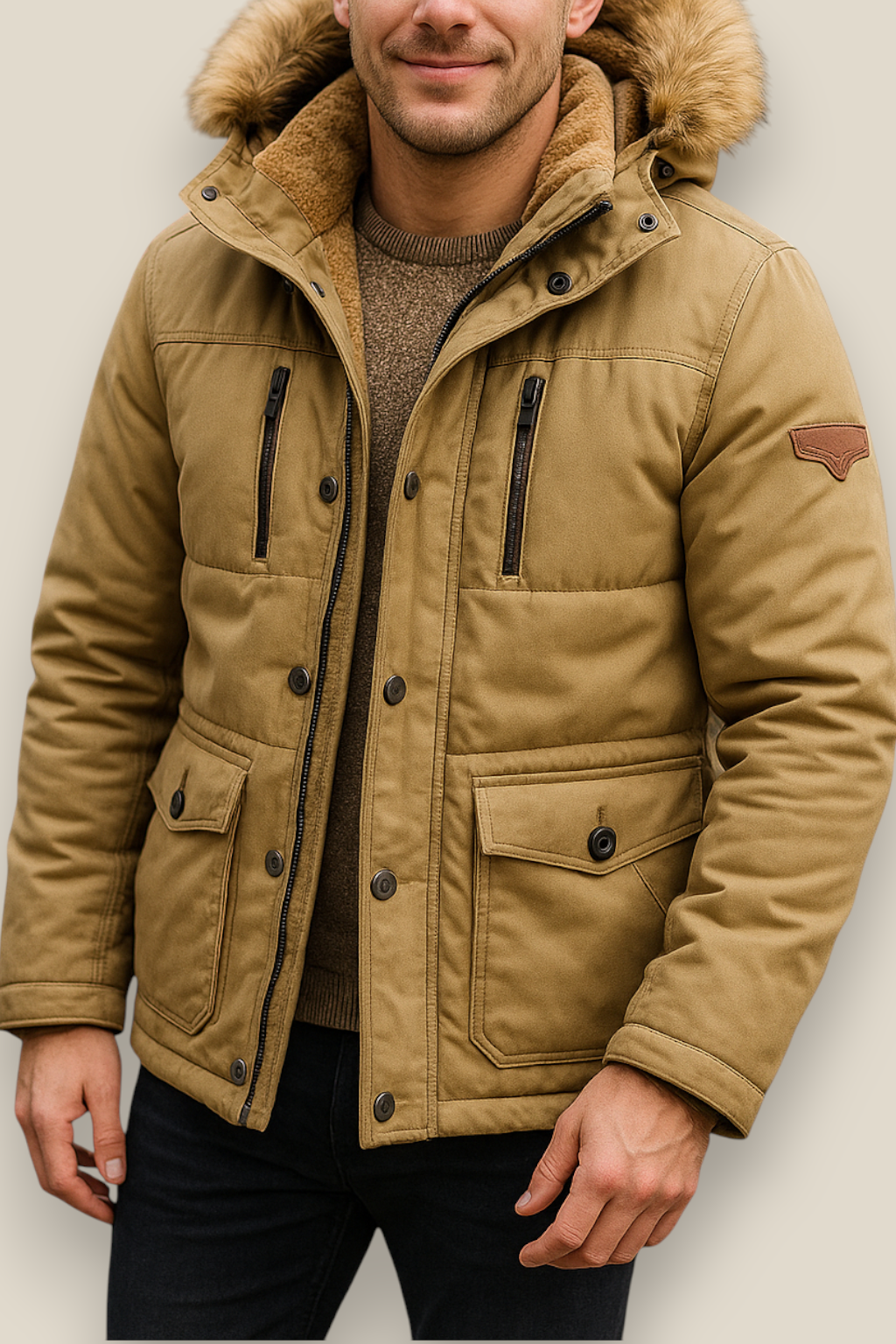 Men’s Winter Parka Jacket - Thick Velvet Outdoor Coat
