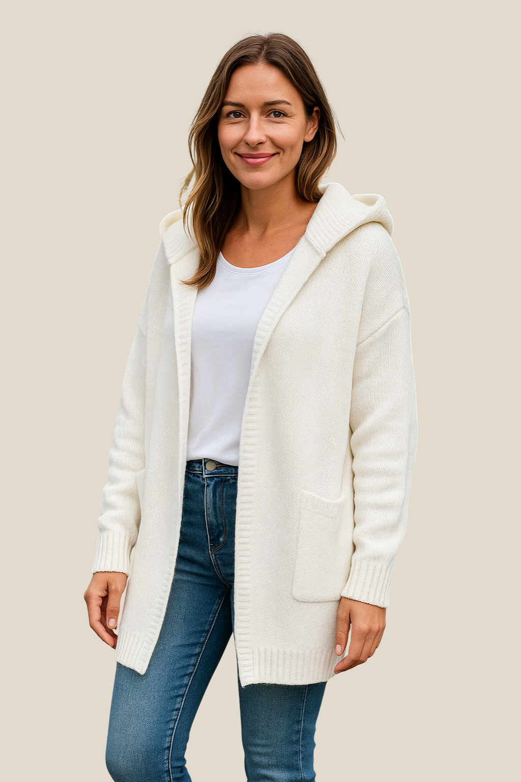 Women’s Knitted Long Cardigan Coat, Relaxed Fit Batwing Sleeve Sweater Jacket For Winter