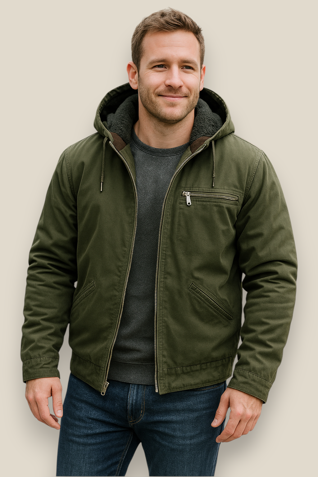 Men’s Hooded Waterproof Jacket - Outdoor Zip-Up Windbreaker
