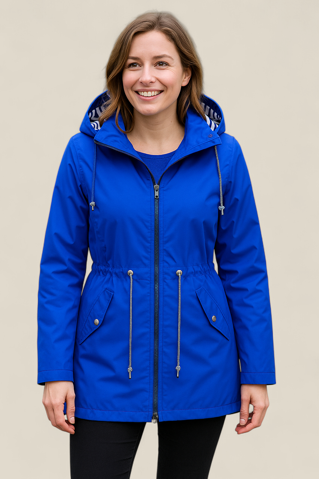 Women’s Waterproof Raincoat, Lightweight Hooded Trench Jacket, Warm Outdoor Coat
