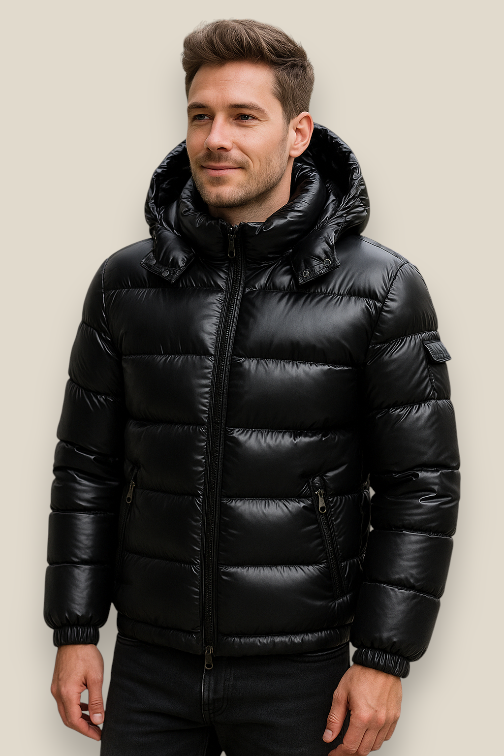 Men’s Waterproof Puffer Jacket - Glossy Down Winter Parka