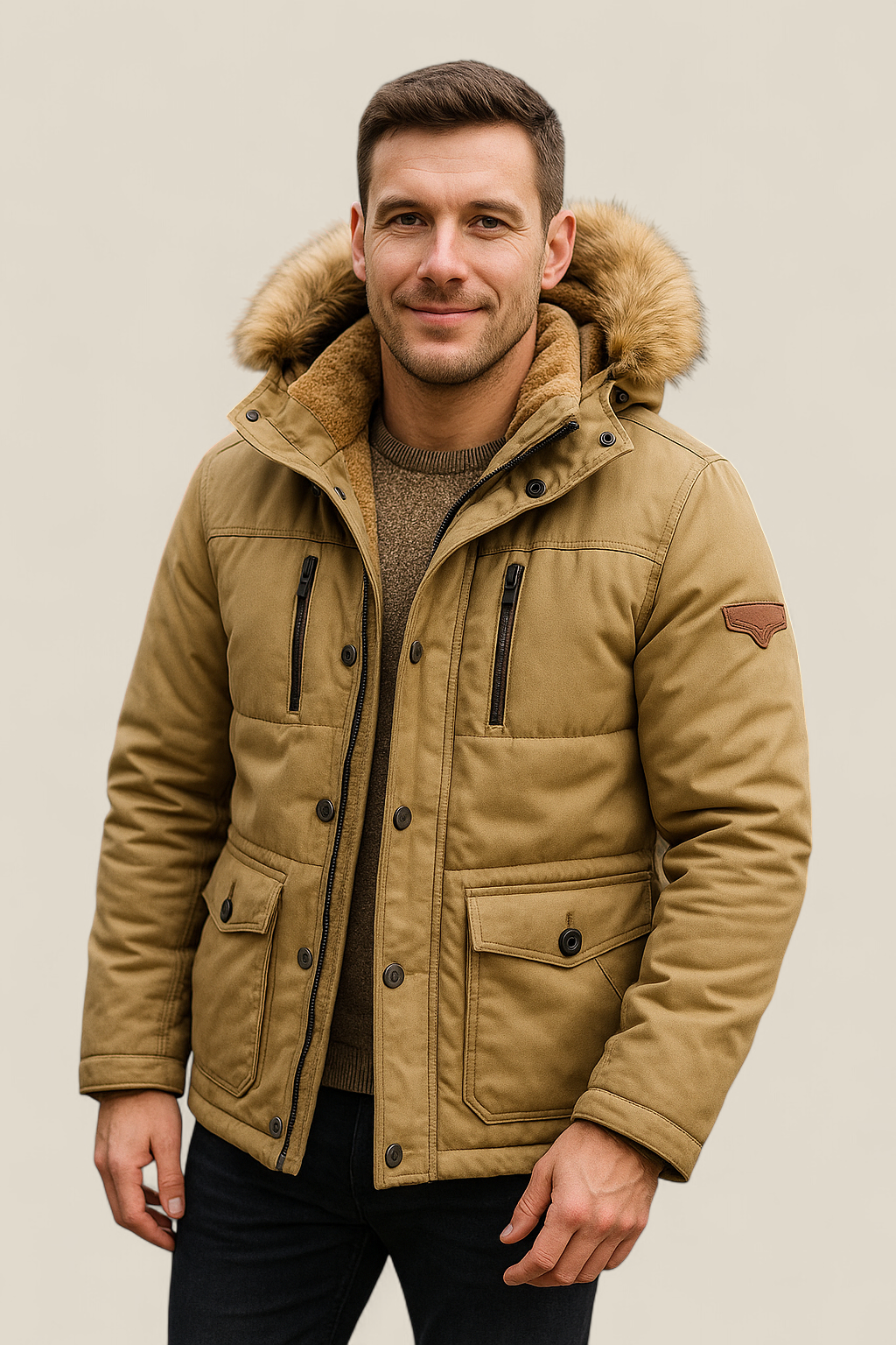 Men’s Winter Parka Jacket - Thick Velvet Outdoor Coat