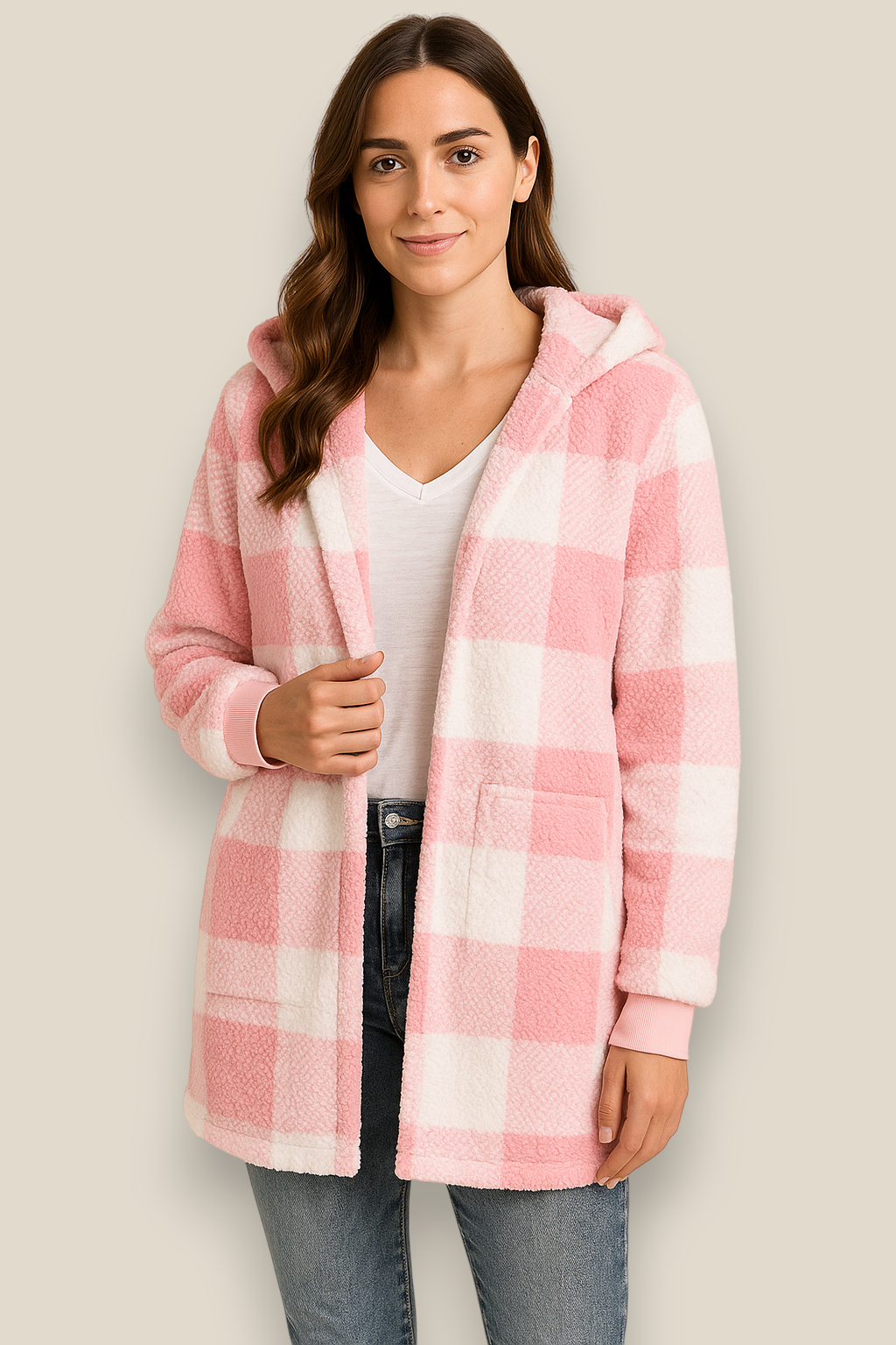 Women’s Plaid Hooded Flannel  Coat - Fleece Warm Winter Jacket