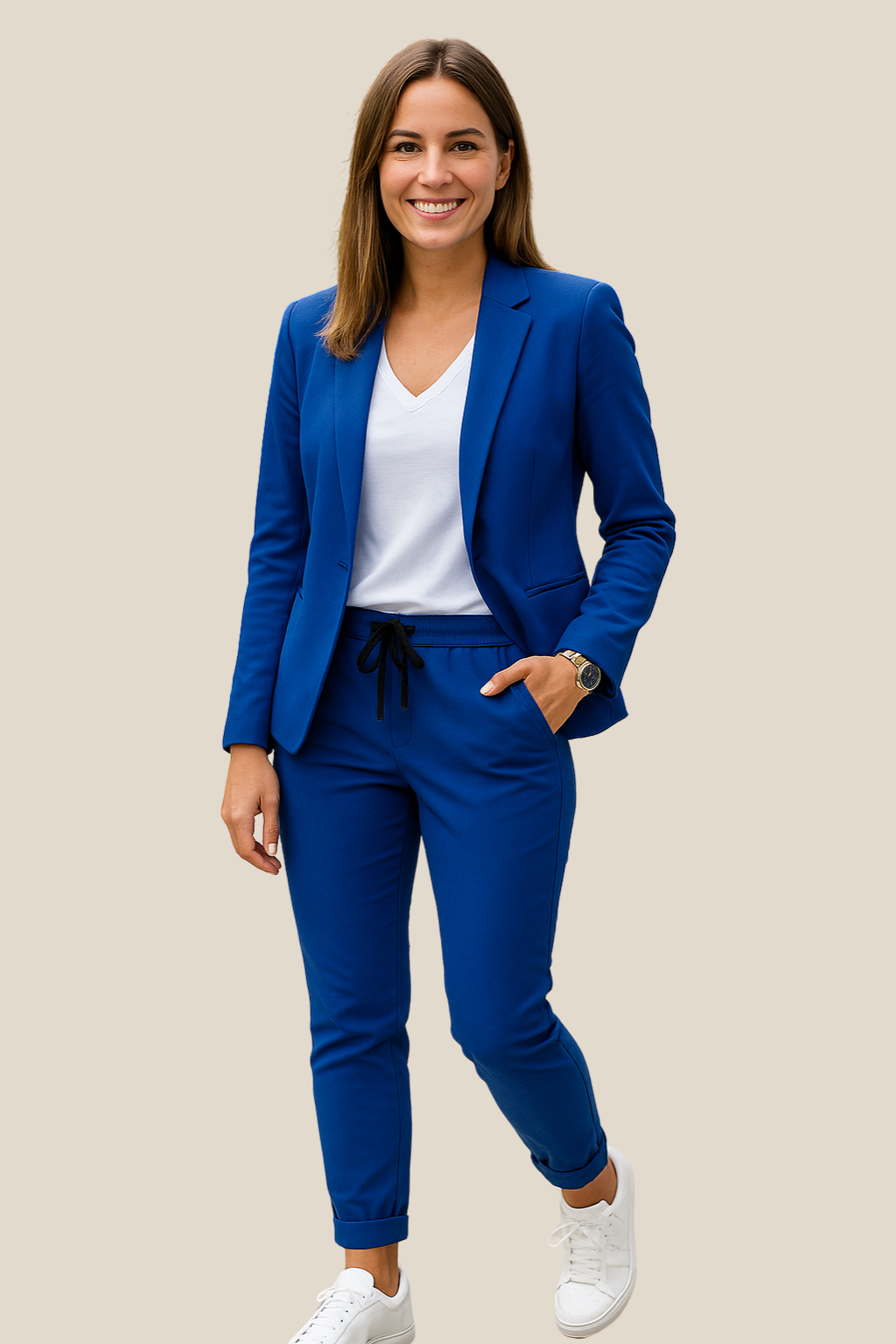 Women’s Business Suit Set, Elegant Two-Piece Outfit With Blazer And Trousers