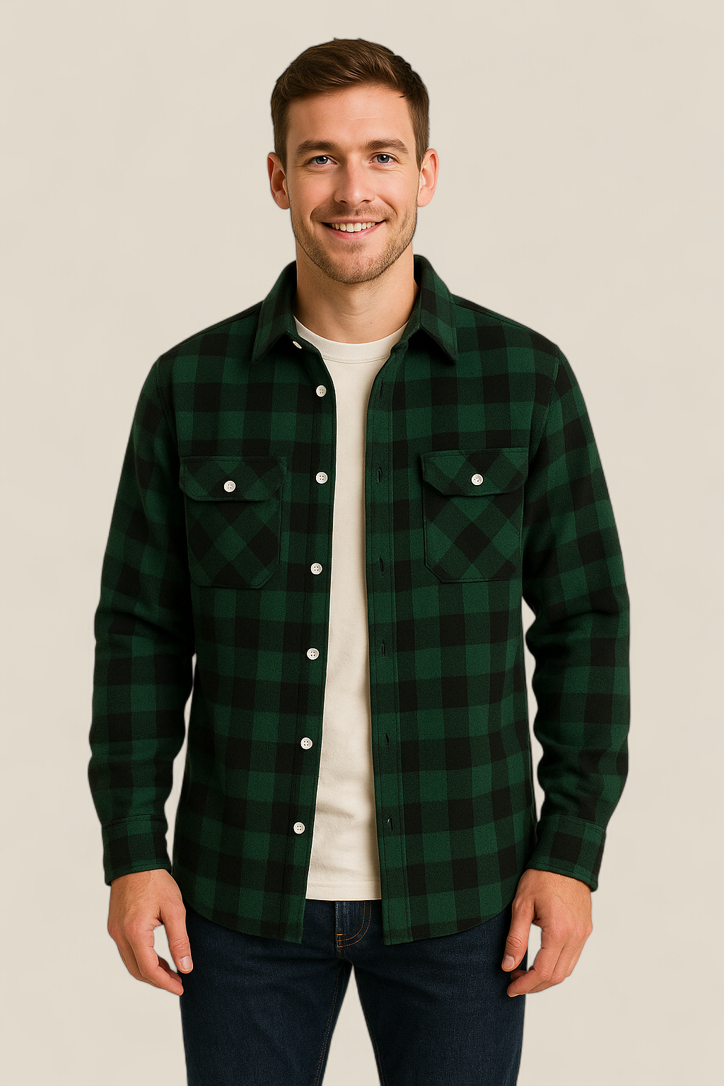 Men’s Classic Flannel Shirt - Plaid Long Sleeve Smart Casual Top